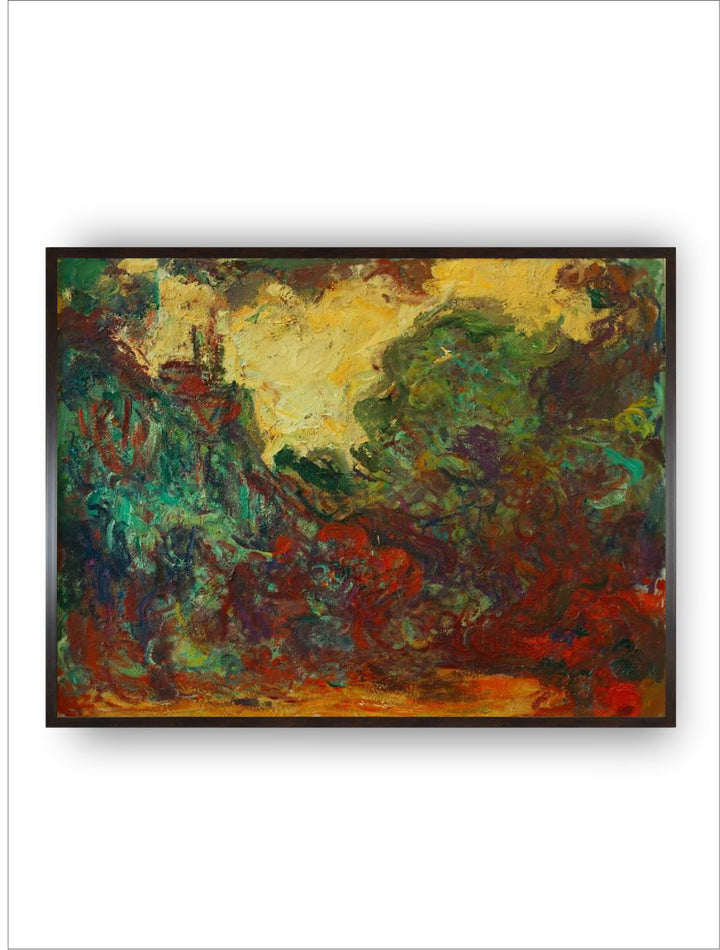 "Green  Yellow Rose Garden Painting Framed Wall Art''