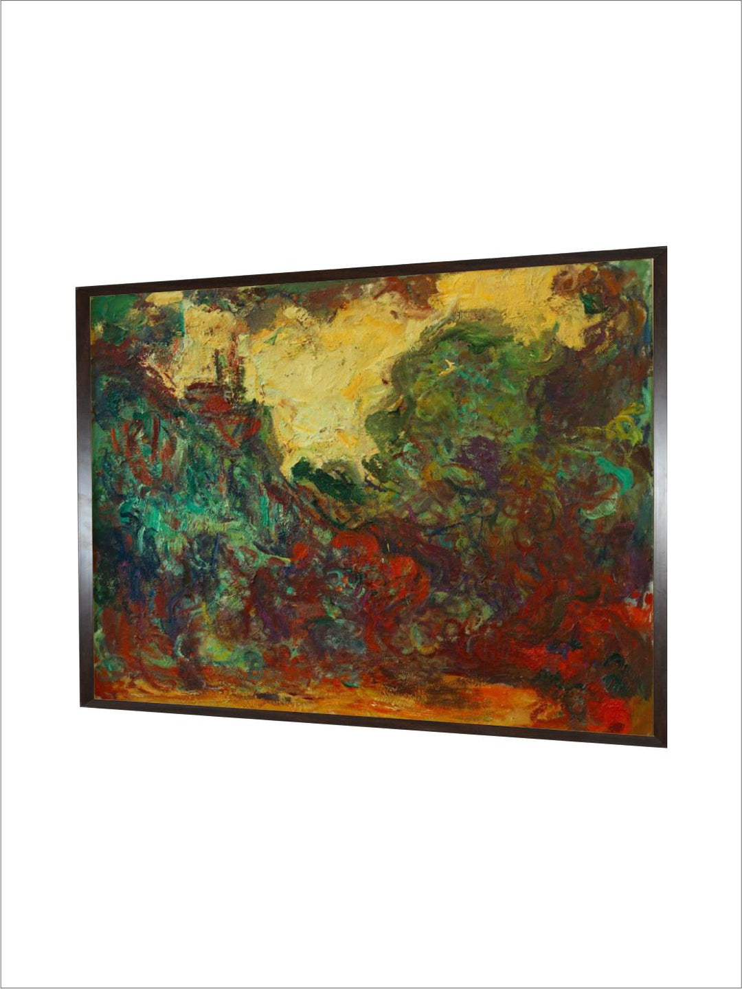 "Green  Yellow Rose Garden Painting Framed Wall Art''