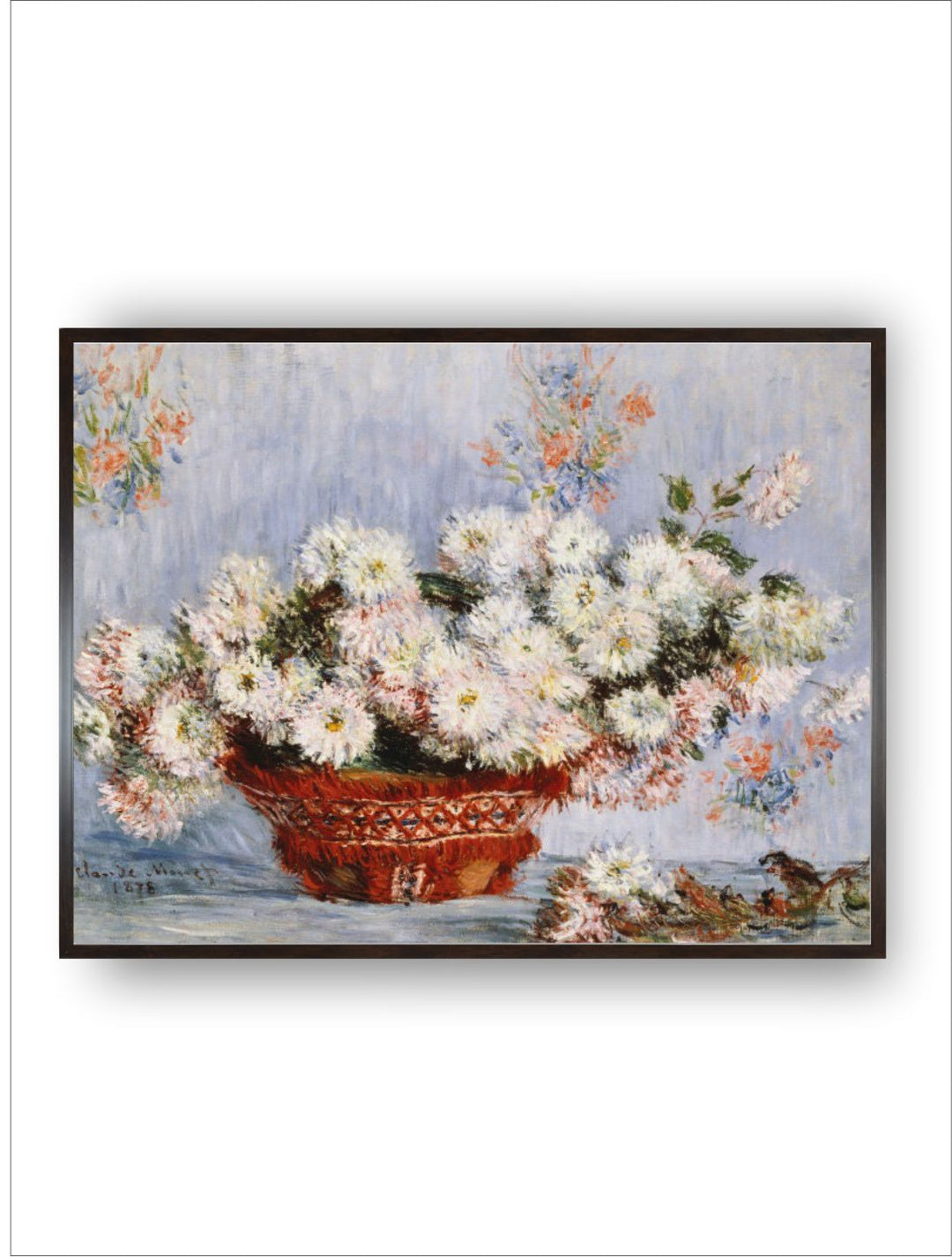 "White & Blue Chrysanthemums Canvas Painting Wall Art''