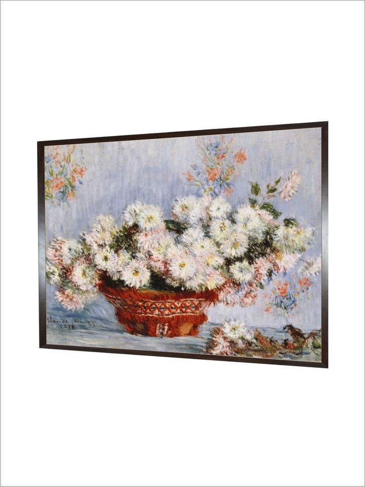 "White & Blue Chrysanthemums Canvas Painting Wall Art''