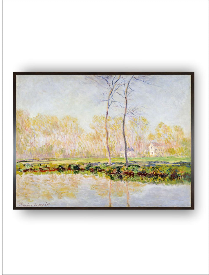 "Blue  Green The Banks Of The River Epte At Giverny Canvas Painting Wall Art''