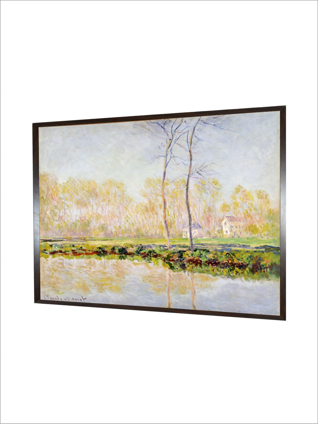 "Blue  Green The Banks Of The River Epte At Giverny Canvas Painting Wall Art''