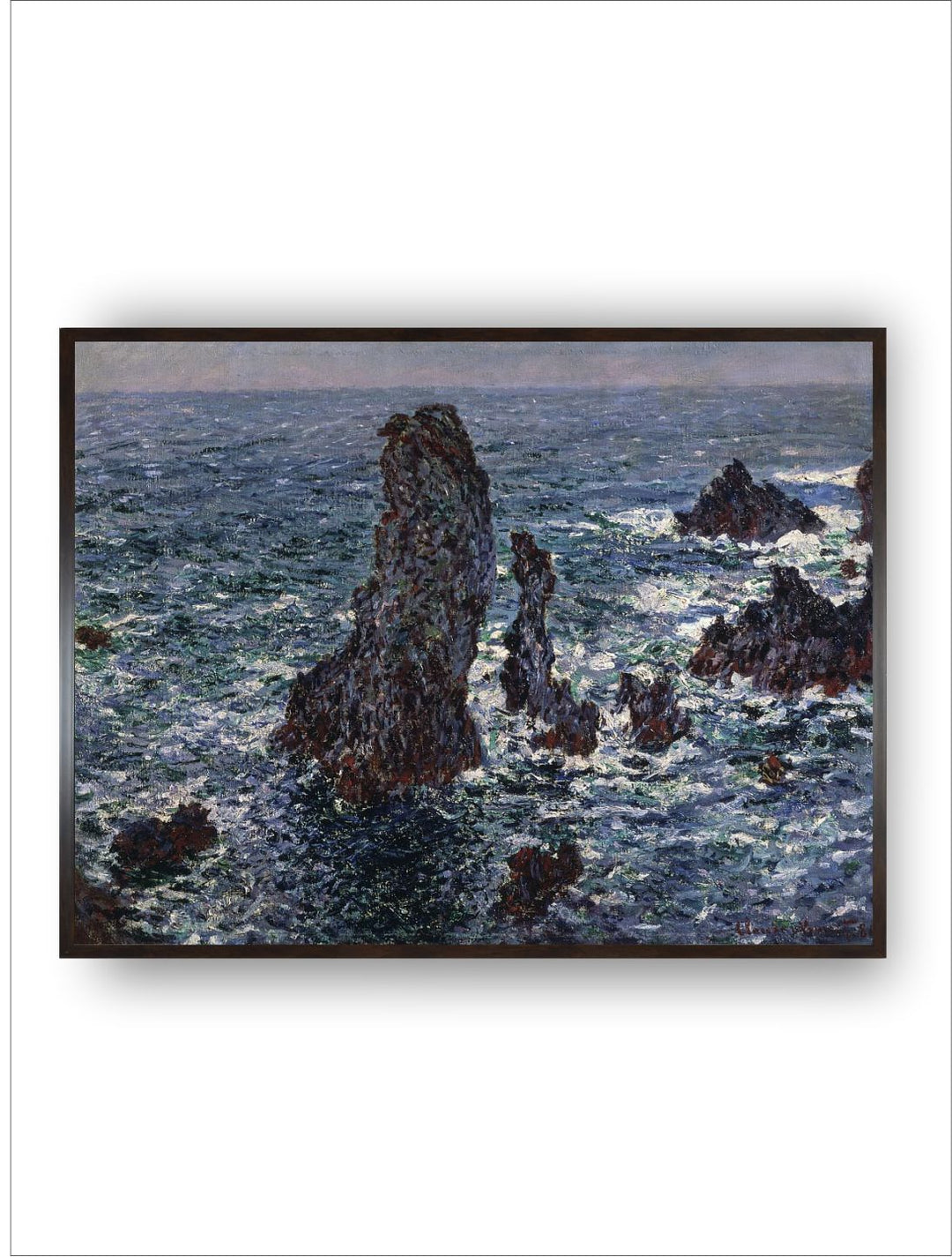 "Blue White The Rocks In Belle-Ile Framed Wall Art''