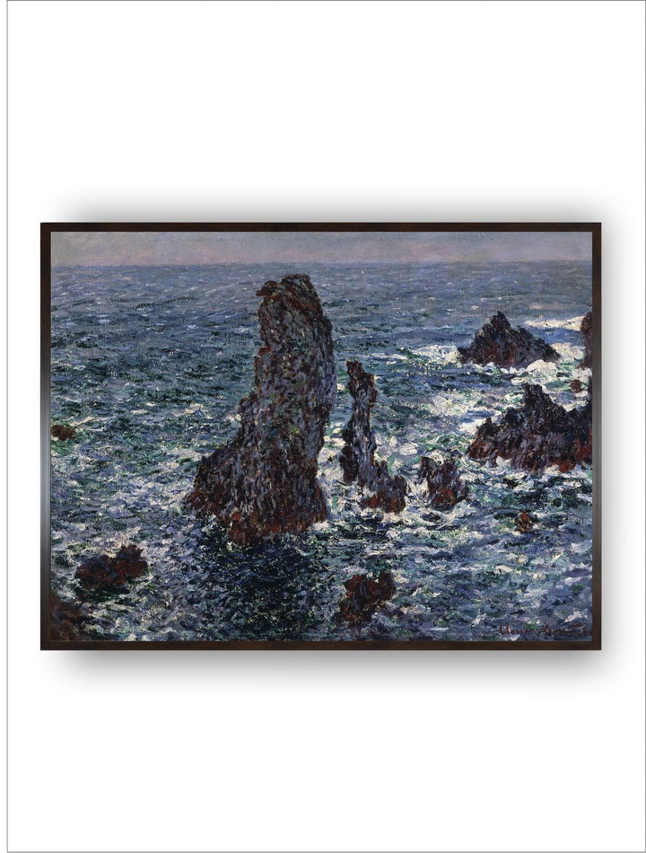 "Blue White The Rocks In Belle-Ile Framed Wall Art''