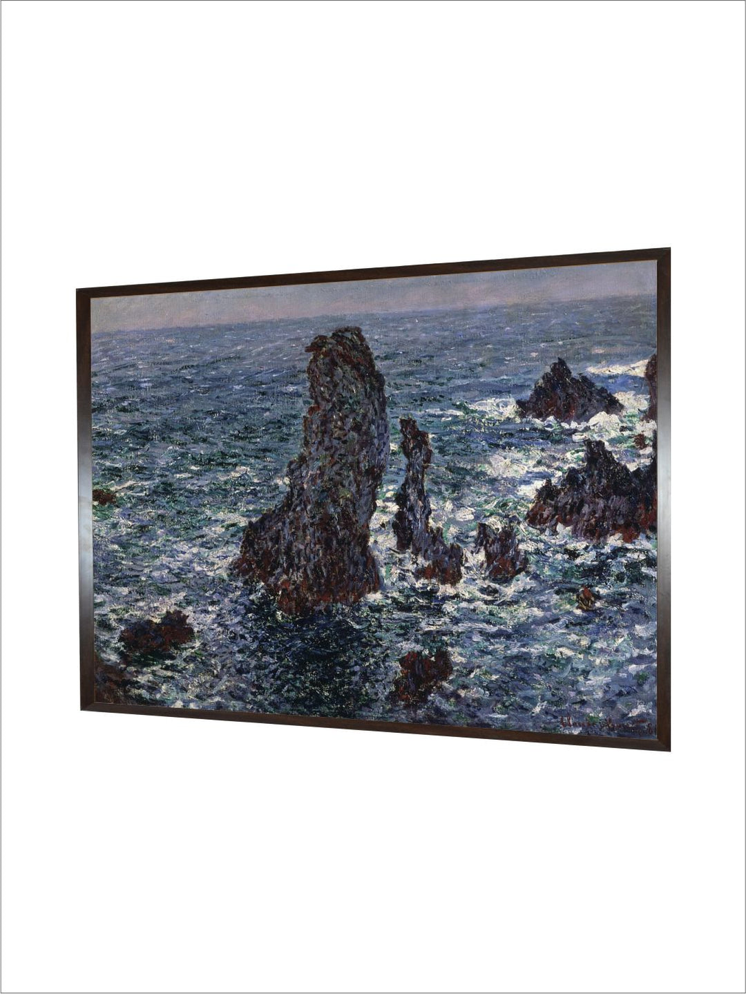 "Blue White The Rocks In Belle-Ile Framed Wall Art''