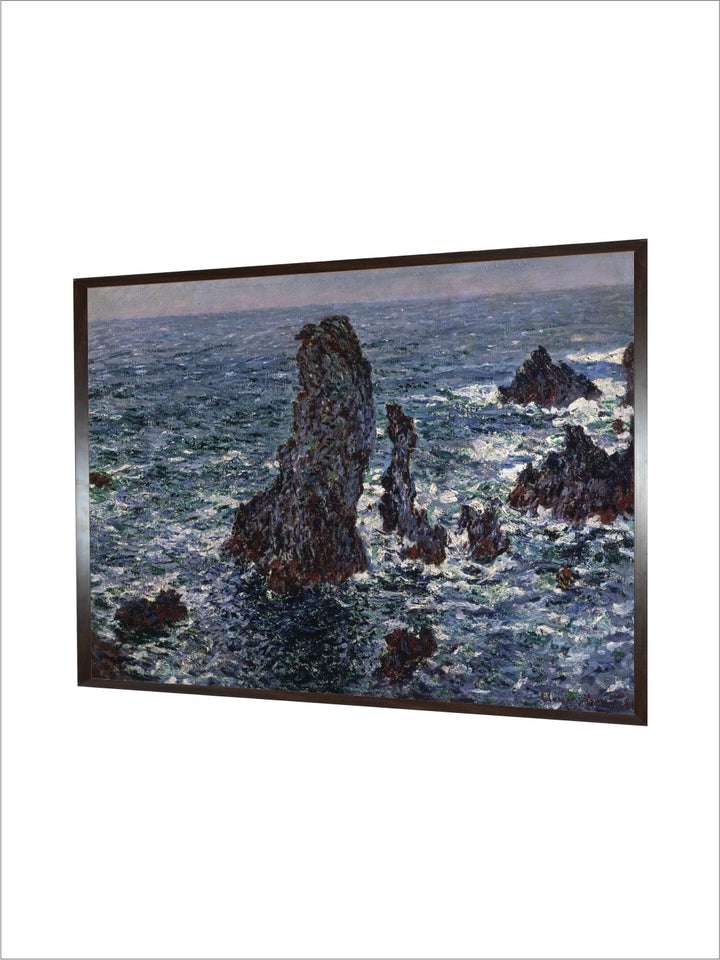 "Blue White The Rocks In Belle-Ile Framed Wall Art''