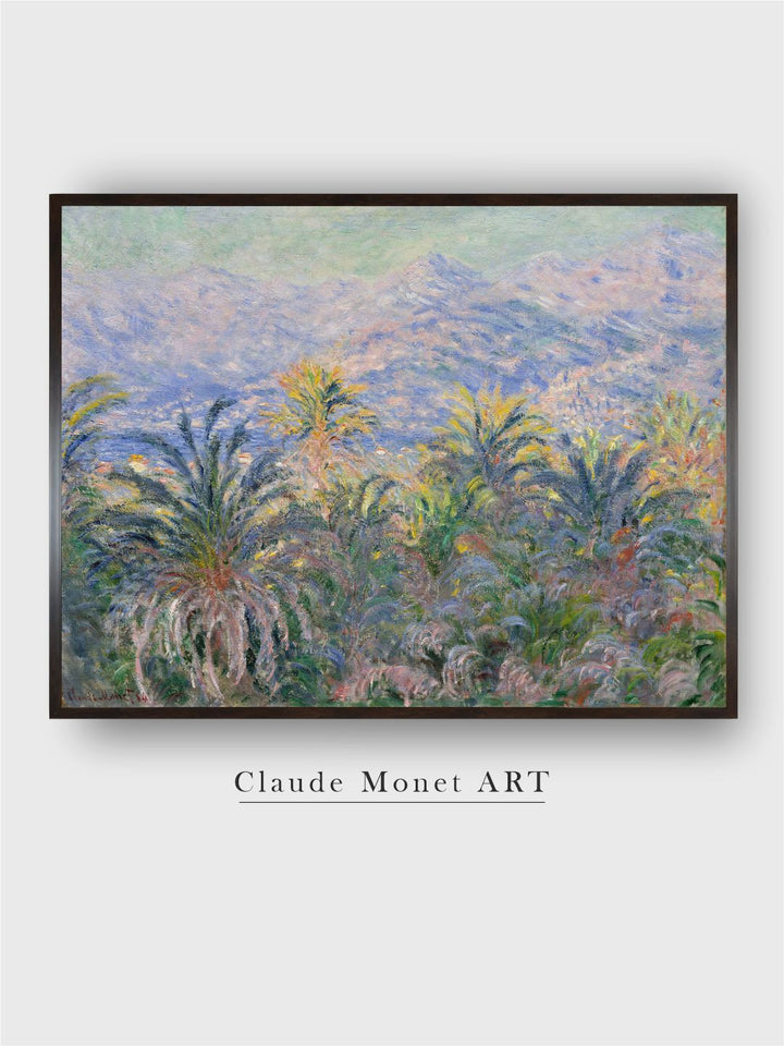 "Lavender Coloured Green Palm Trees Framed Painting Wall Art''