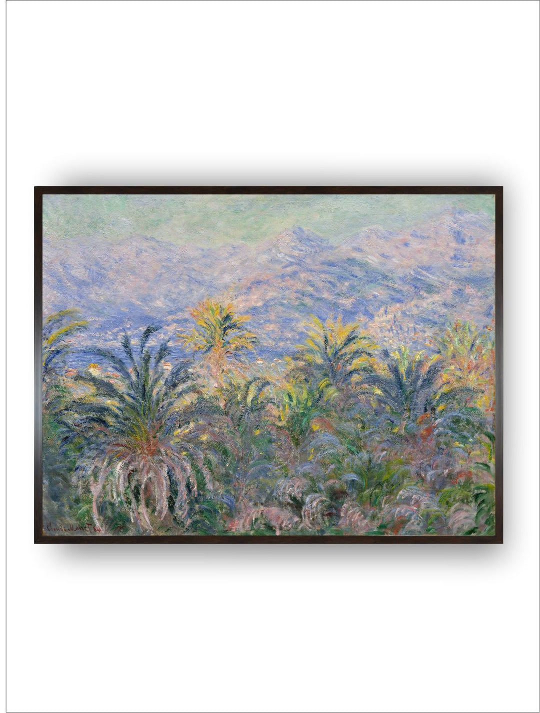 "Lavender Coloured Green Palm Trees Framed Painting Wall Art''