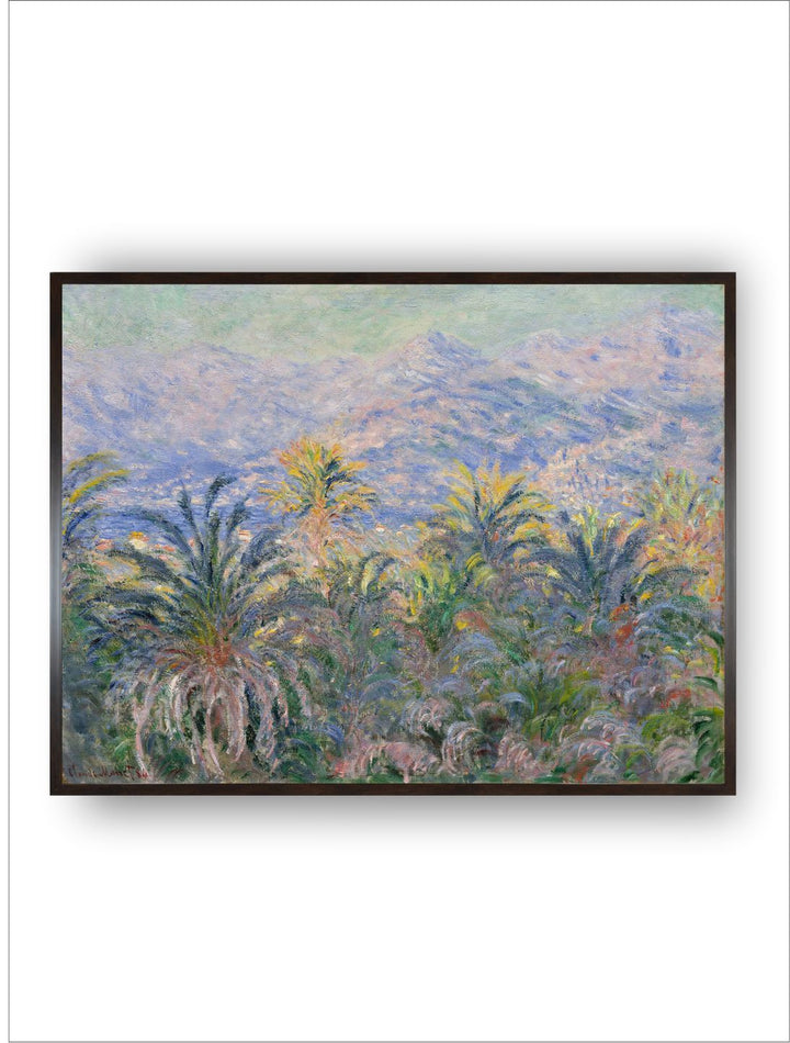 "Lavender Coloured Green Palm Trees Framed Painting Wall Art''