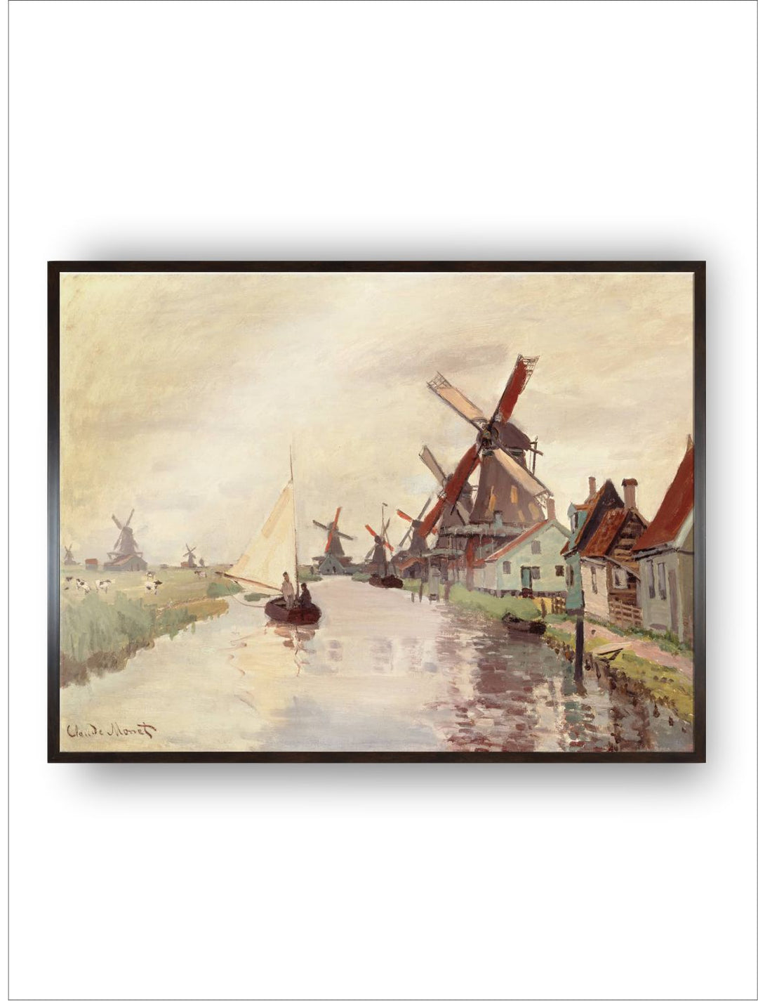 "Beige  Windmill In Holland Canvas Painting Wall Art''