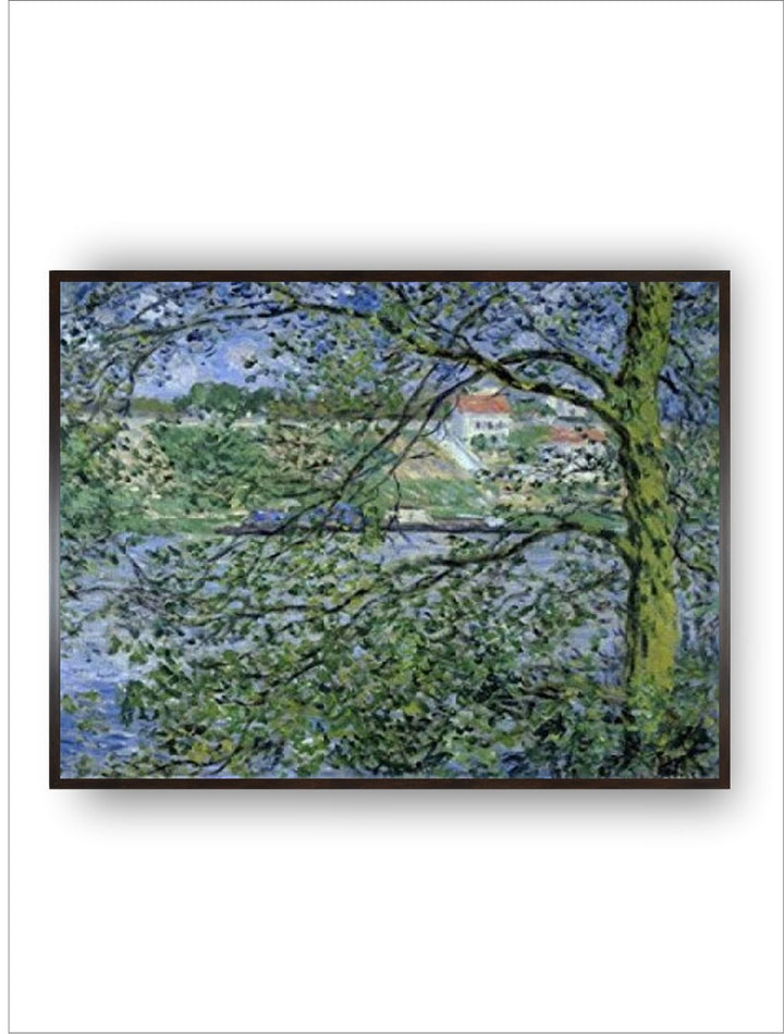 "Green  Blue Through the Trees Painting Framed Wall Art''