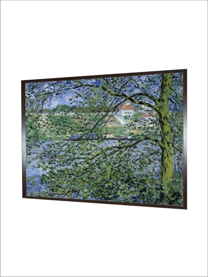 "Green  Blue Through the Trees Painting Framed Wall Art''