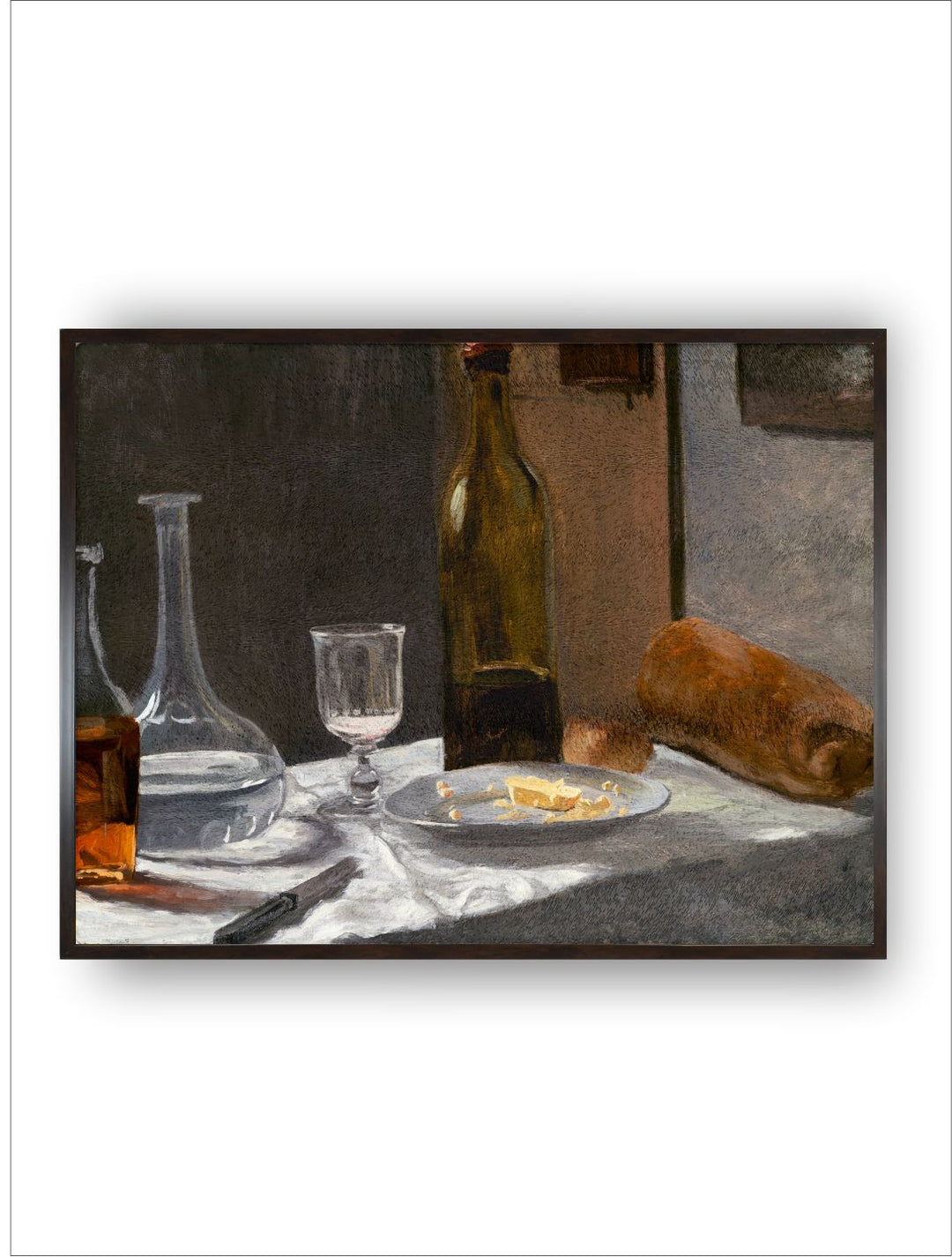 "White & Brown Still Life With Bottles Painted Framed Wall Art''