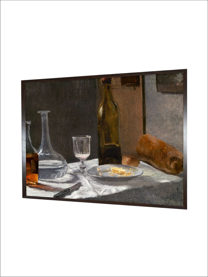 "White & Brown Still Life With Bottles Painted Framed Wall Art''