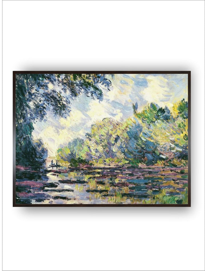"Green  Blue The Seine at Giverny Wooden Monet Wall Painting''