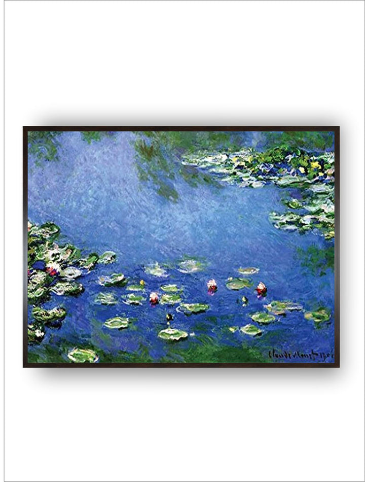 "Blue  Black Water Lilies Painting Framed Wall Art''