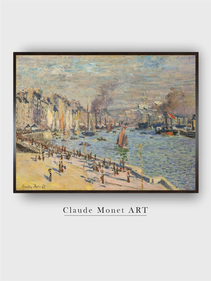 "Brown  Blue Port Of Le Havre wooden Painting Wall Art''