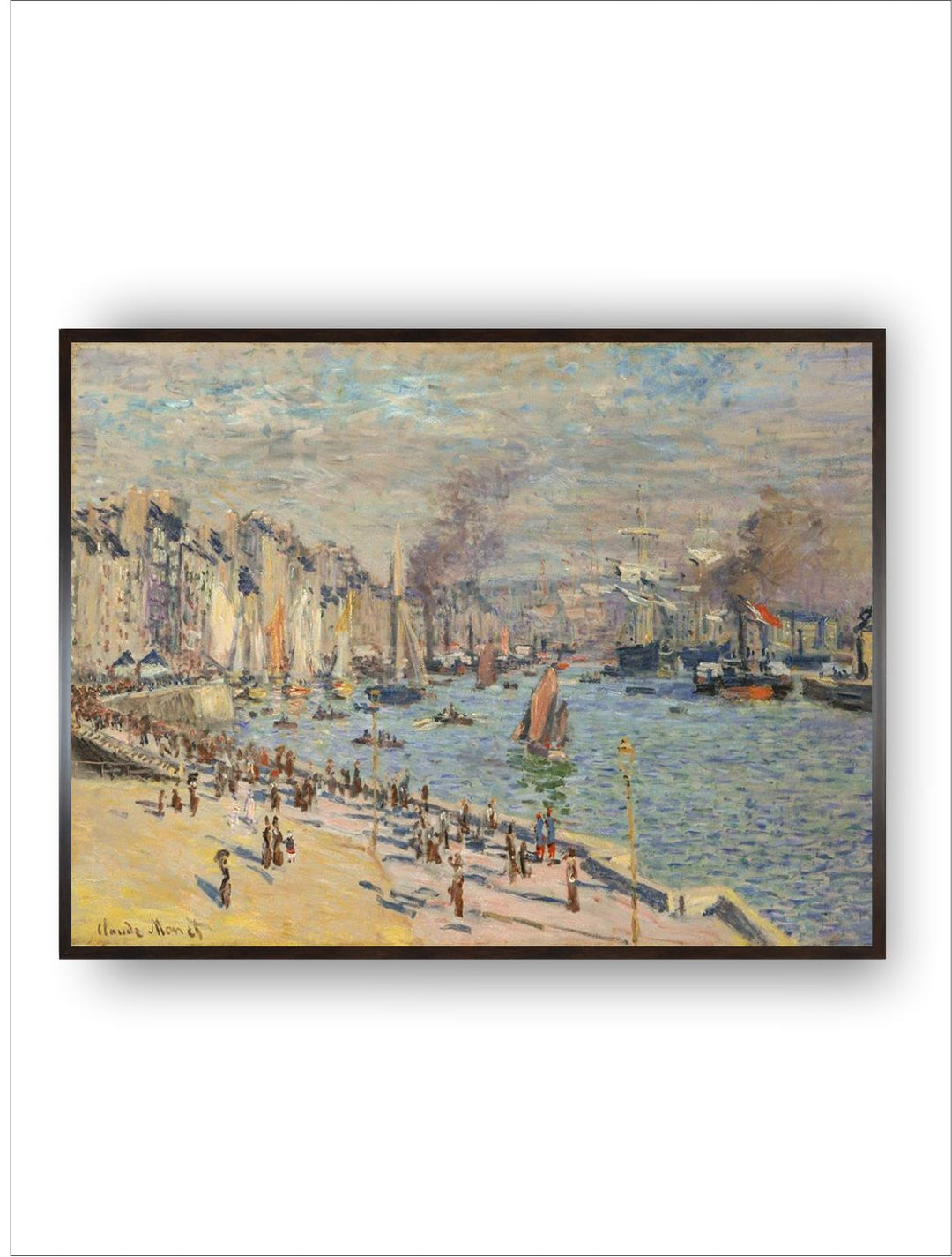 "Brown  Blue Port Of Le Havre wooden Painting Wall Art''