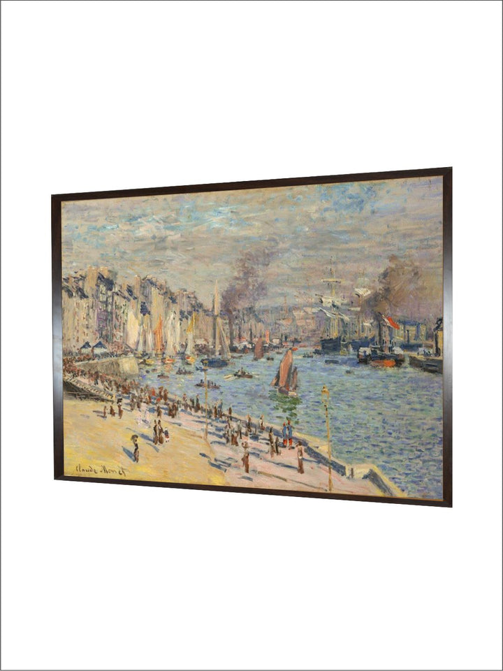 "Brown  Blue Port Of Le Havre wooden Painting Wall Art''
