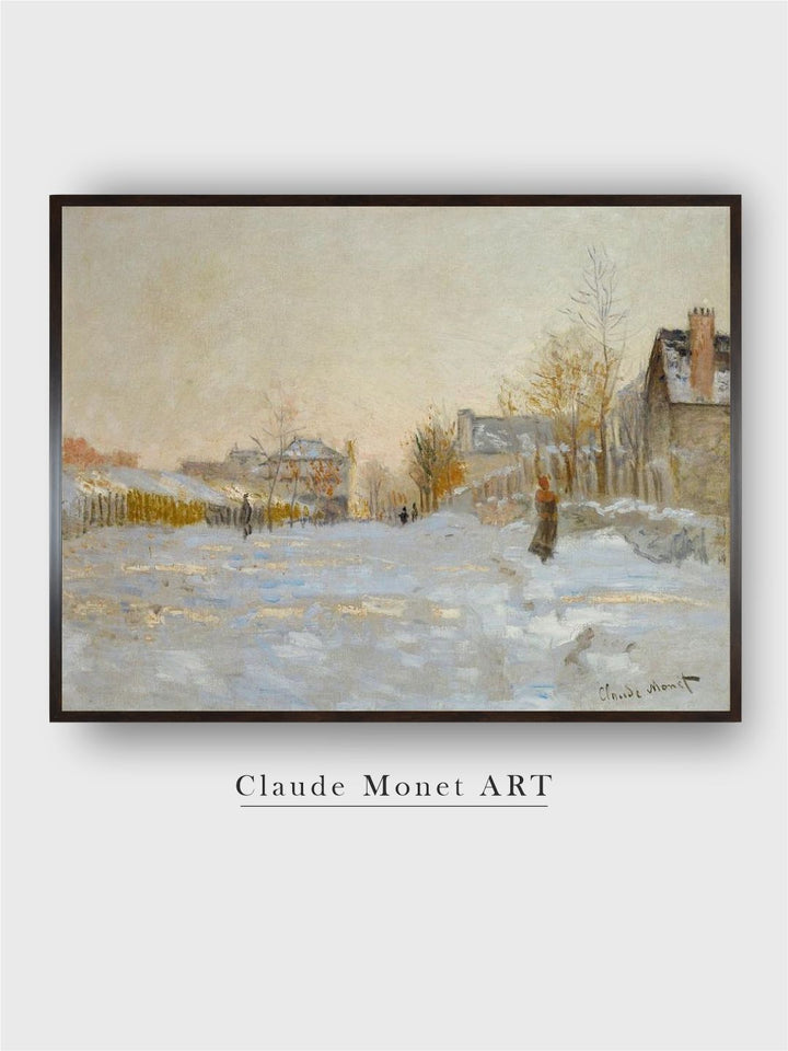 "White  Grey Snow In Argenteuil Framed Painting Wall Art''