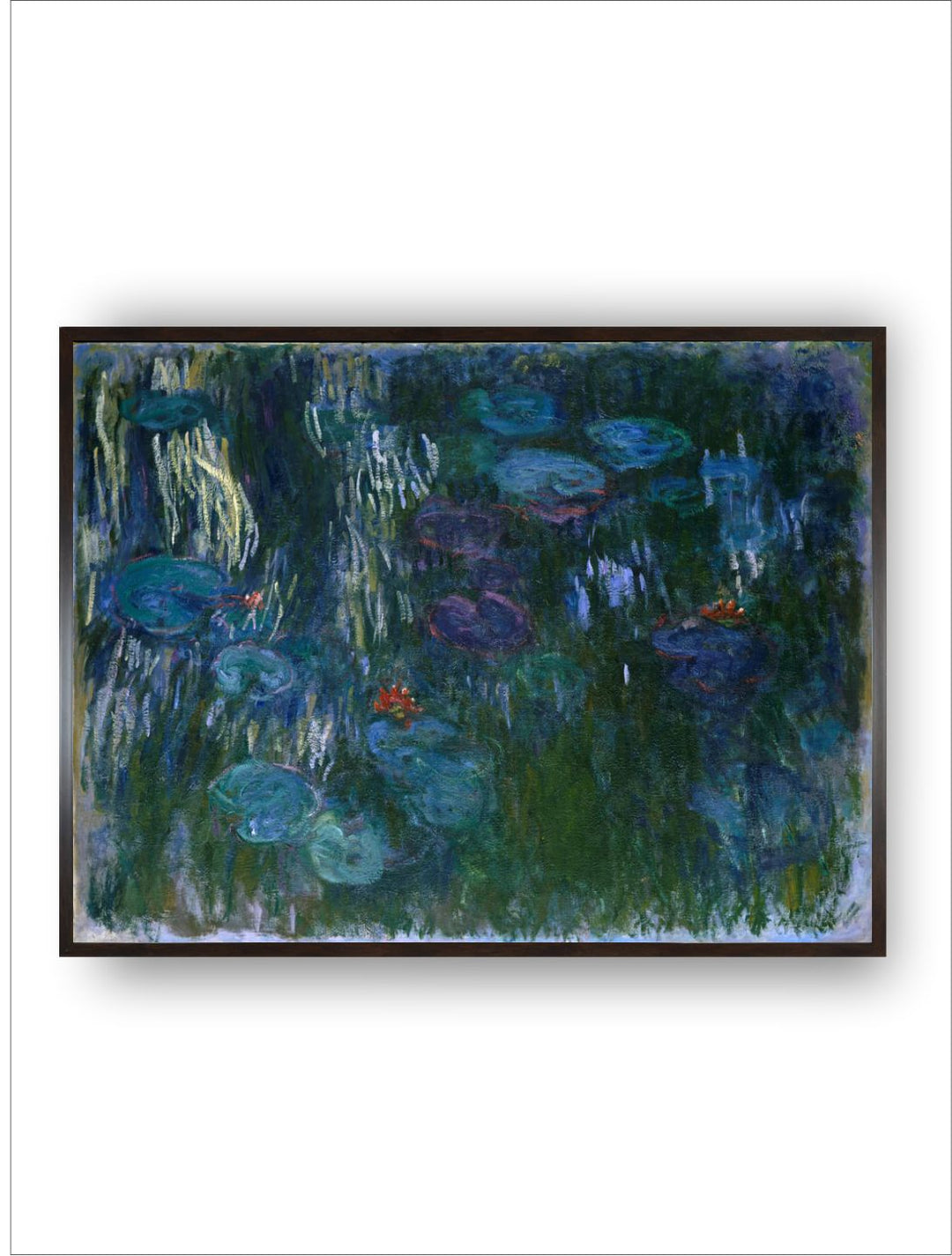 "Blue & Green Water Lilies Painted Wall Art''