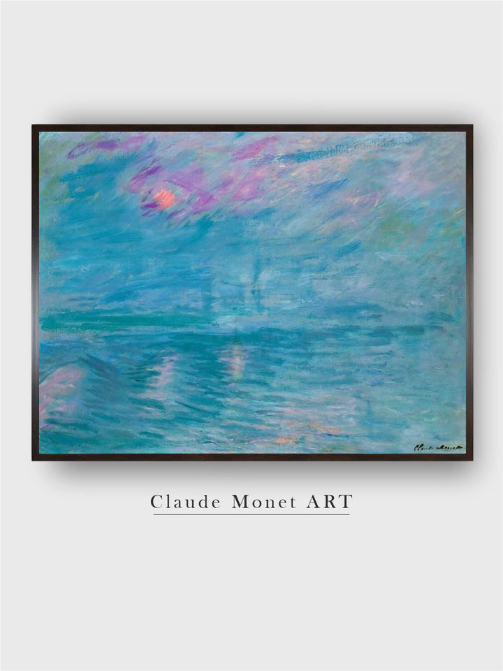"Green & Pink Waterloo Bridge Painted Framed Wall Art''