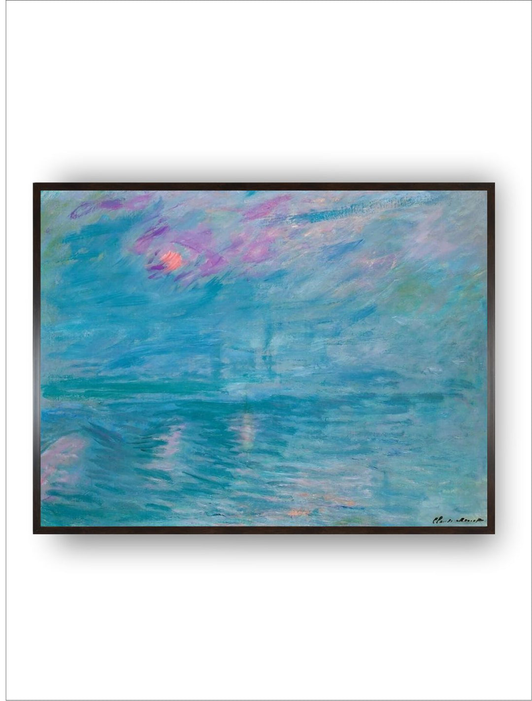 "Green & Pink Waterloo Bridge Painted Framed Wall Art''