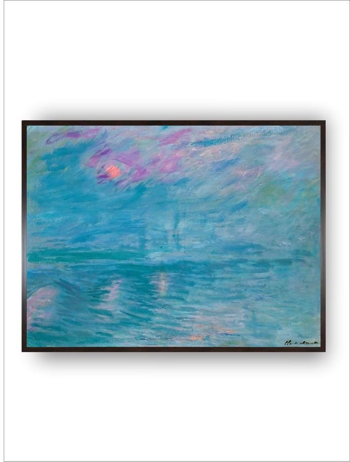 "Green & Pink Waterloo Bridge Painted Framed Wall Art''