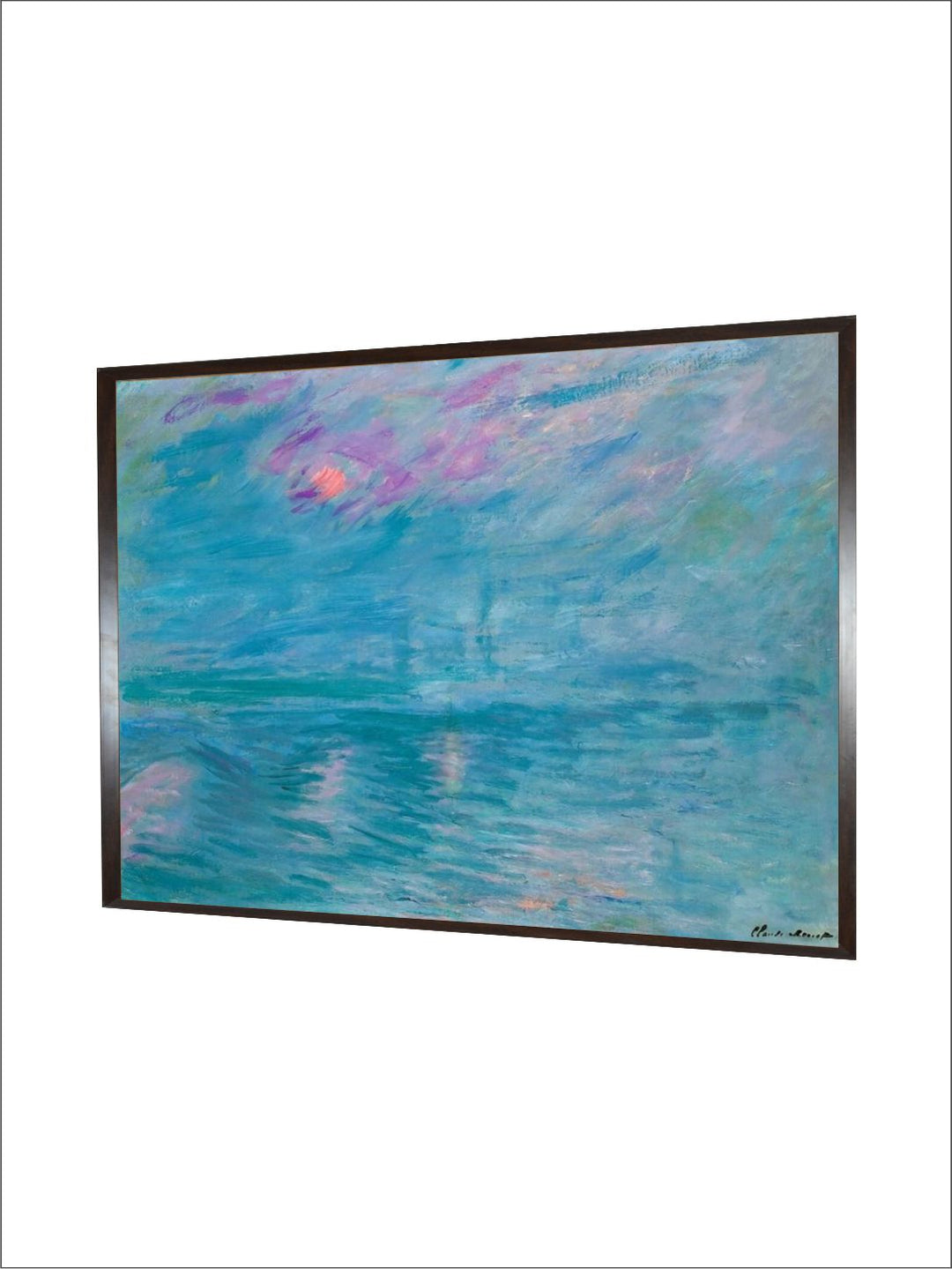 "Green & Pink Waterloo Bridge Painted Framed Wall Art''