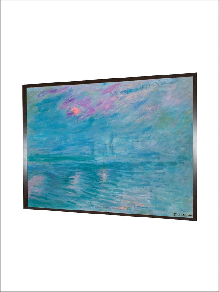 "Green & Pink Waterloo Bridge Painted Framed Wall Art''