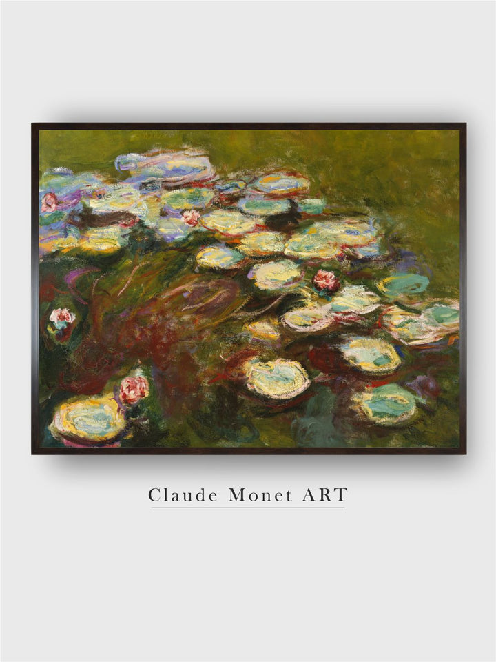 "Green  Yellow Waterlilies Canvas Painting Wall Art''