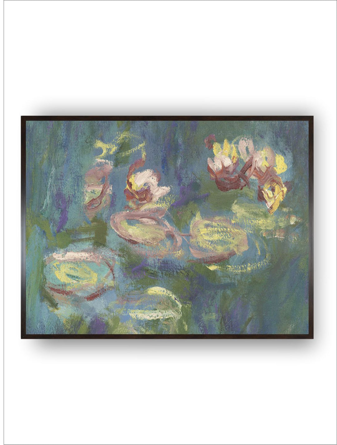 "Green Les Nymphas Reflets Verts Printed Wooden Framed Wall Painting''