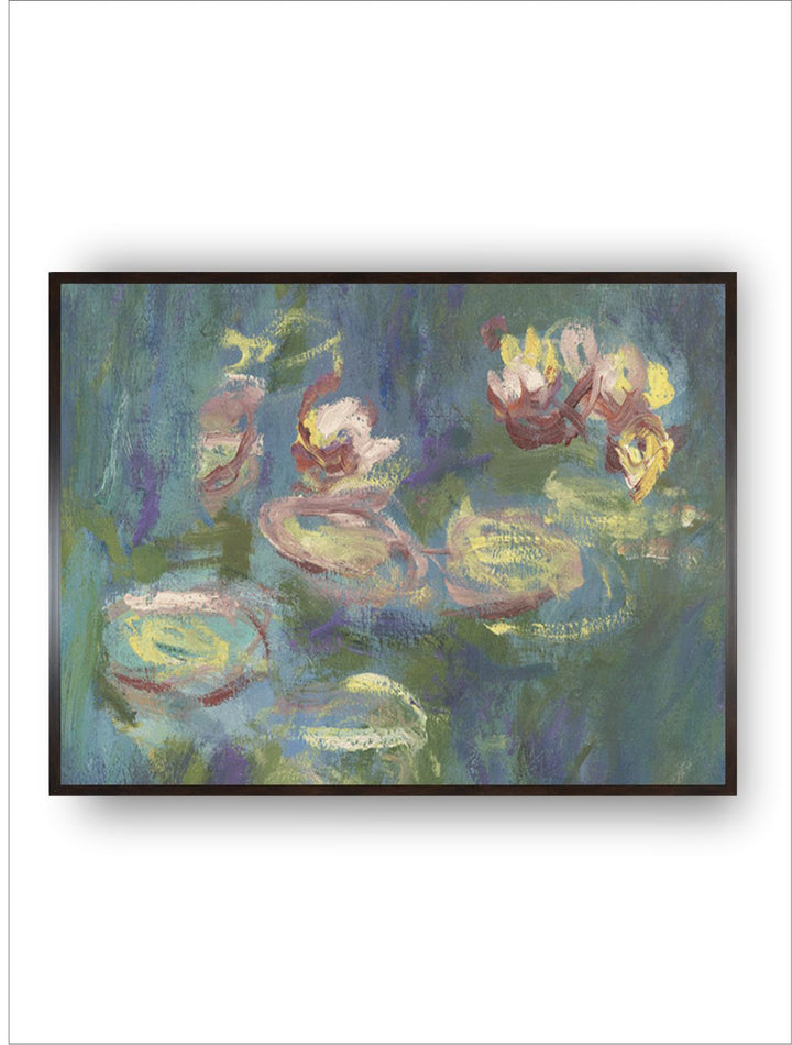 "Green Les Nymphas Reflets Verts Printed Wooden Framed Wall Painting''