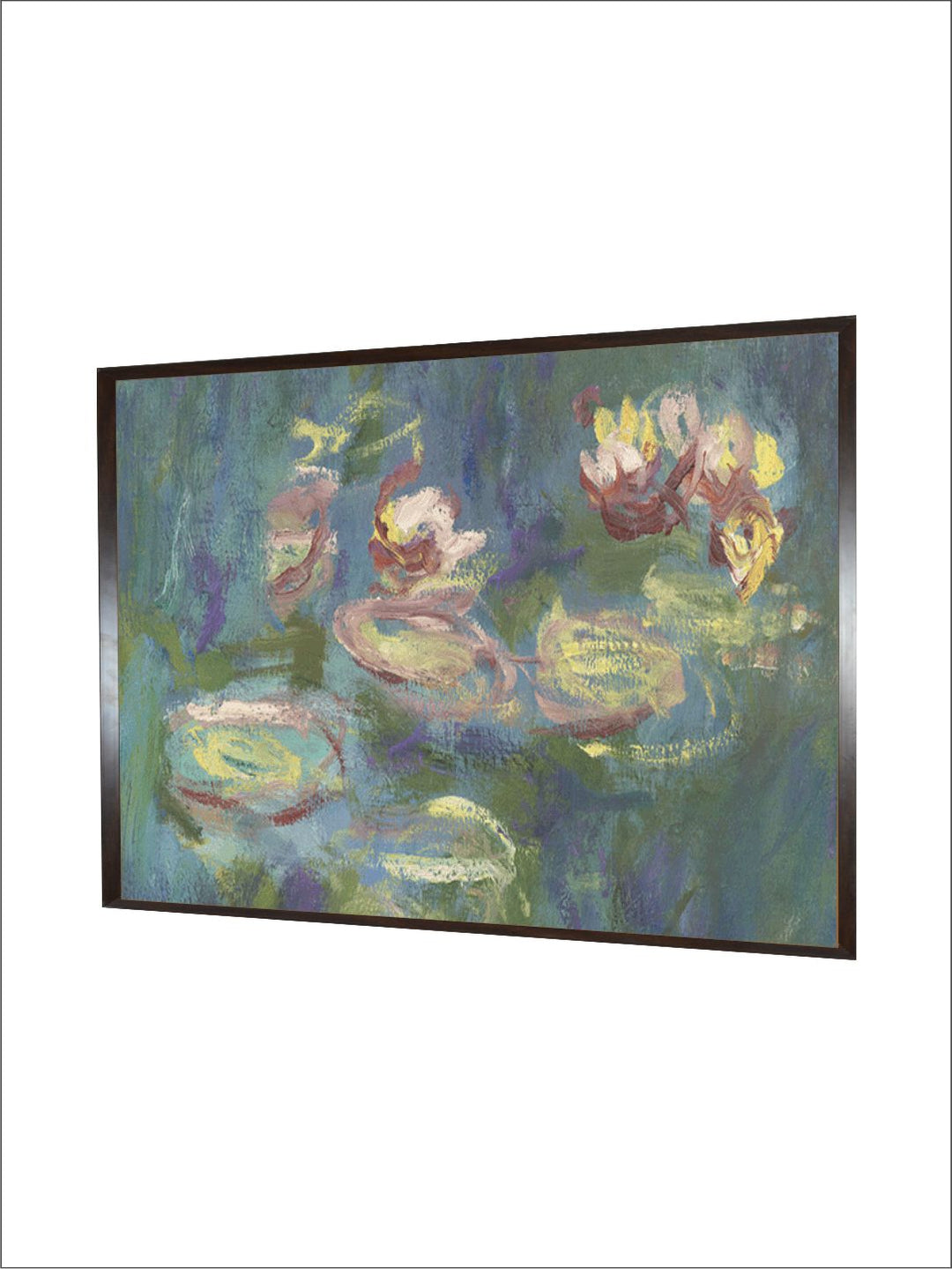 "Green Les Nymphas Reflets Verts Printed Wooden Framed Wall Painting''