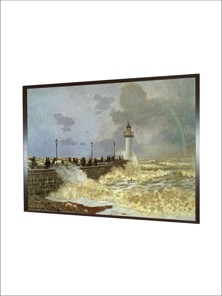 "Beige  Black Painting Framed Wooden Wall Art''