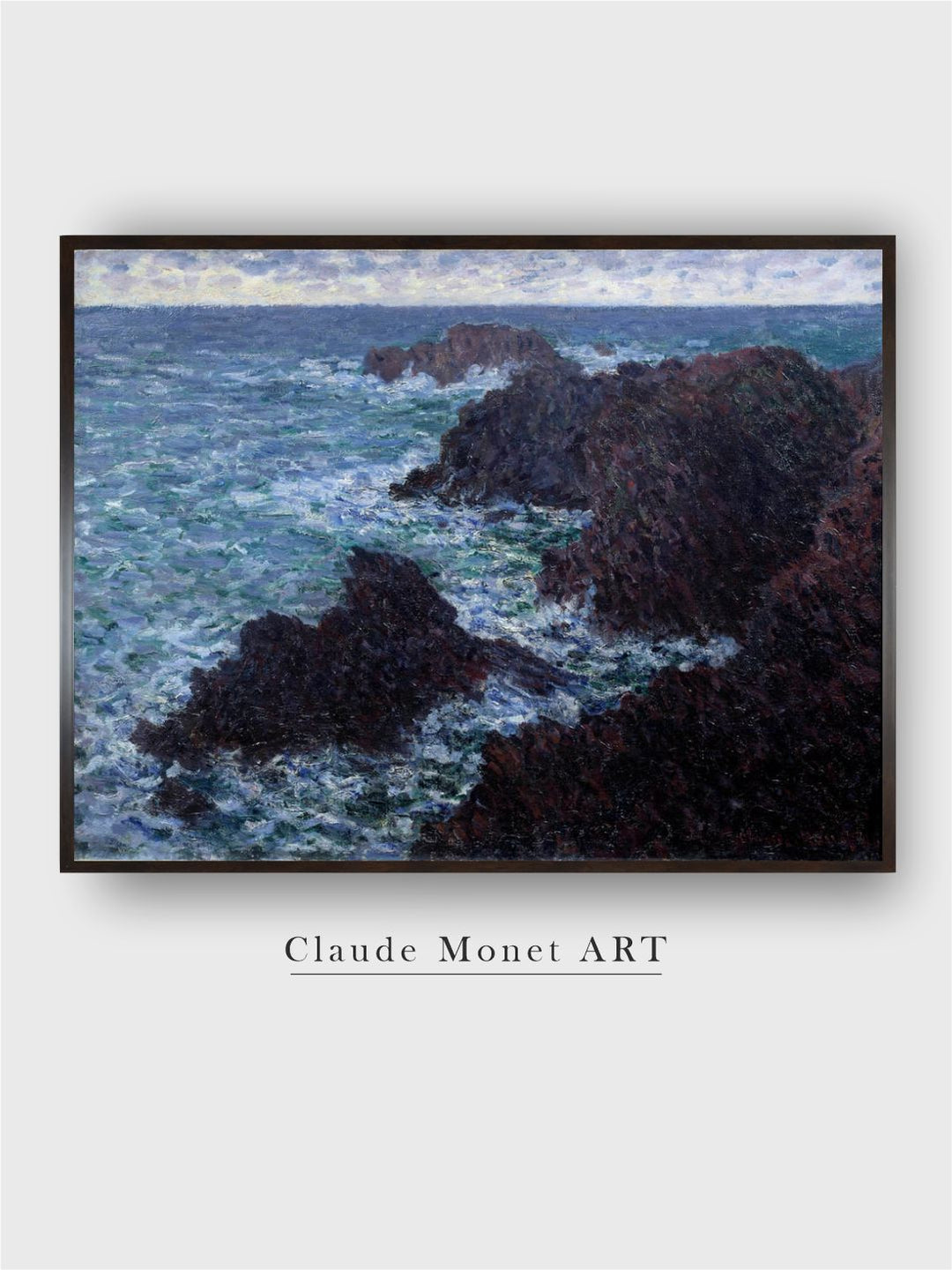 "Blue  White Tempte Sur Ia Cte De Belle-Ile Painting Framed Wall Art''
