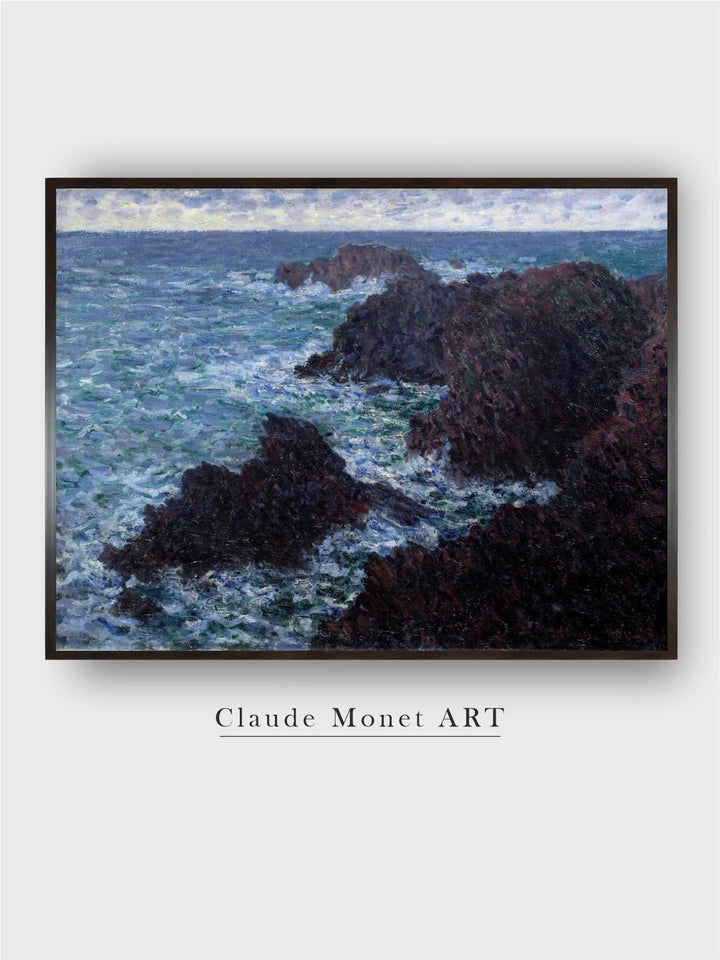 "Blue  White Tempte Sur Ia Cte De Belle-Ile Painting Framed Wall Art''
