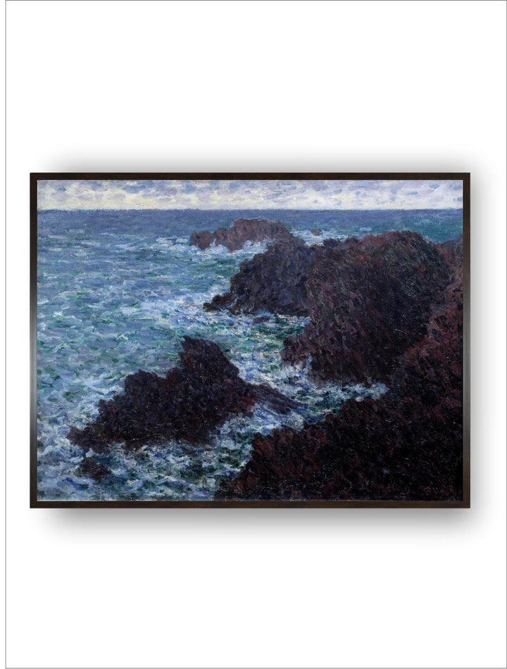 "Blue  White Tempte Sur Ia Cte De Belle-Ile Painting Framed Wall Art''