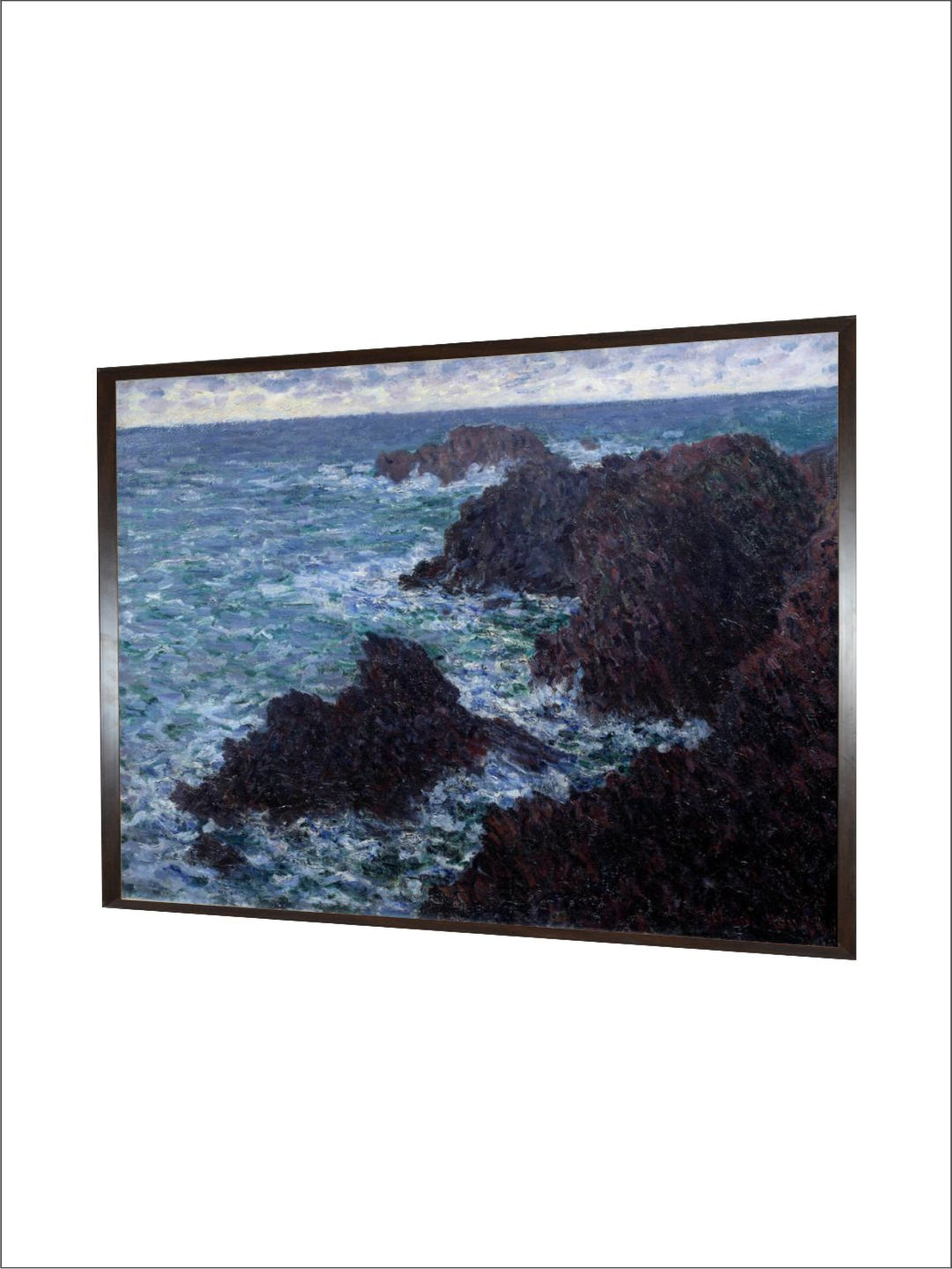 "Blue  White Tempte Sur Ia Cte De Belle-Ile Painting Framed Wall Art''