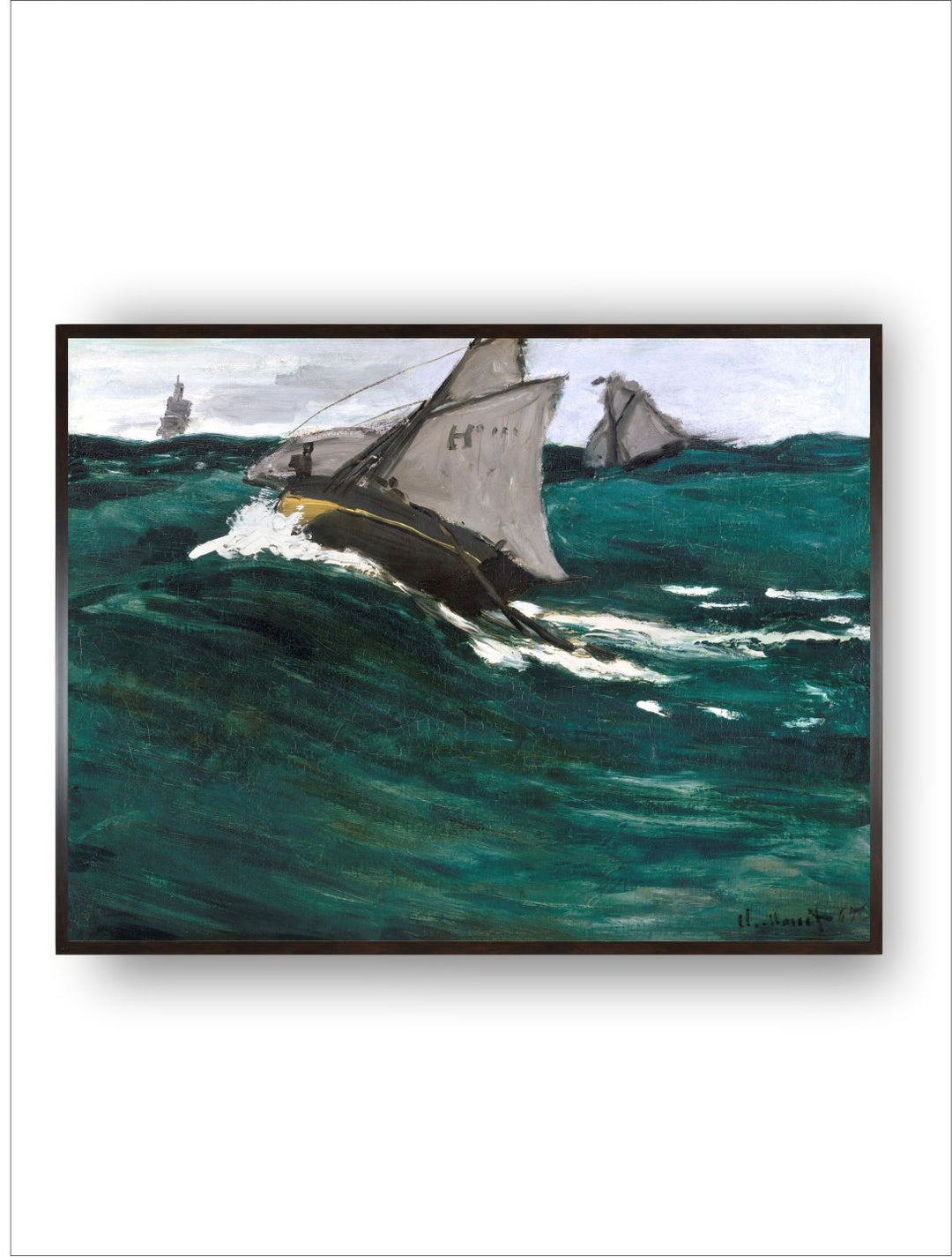 "Green & Grey The Green Wave Painted Framed Wall Art''