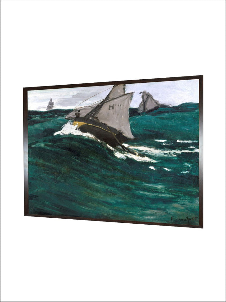 "Green & Grey The Green Wave Painted Framed Wall Art''