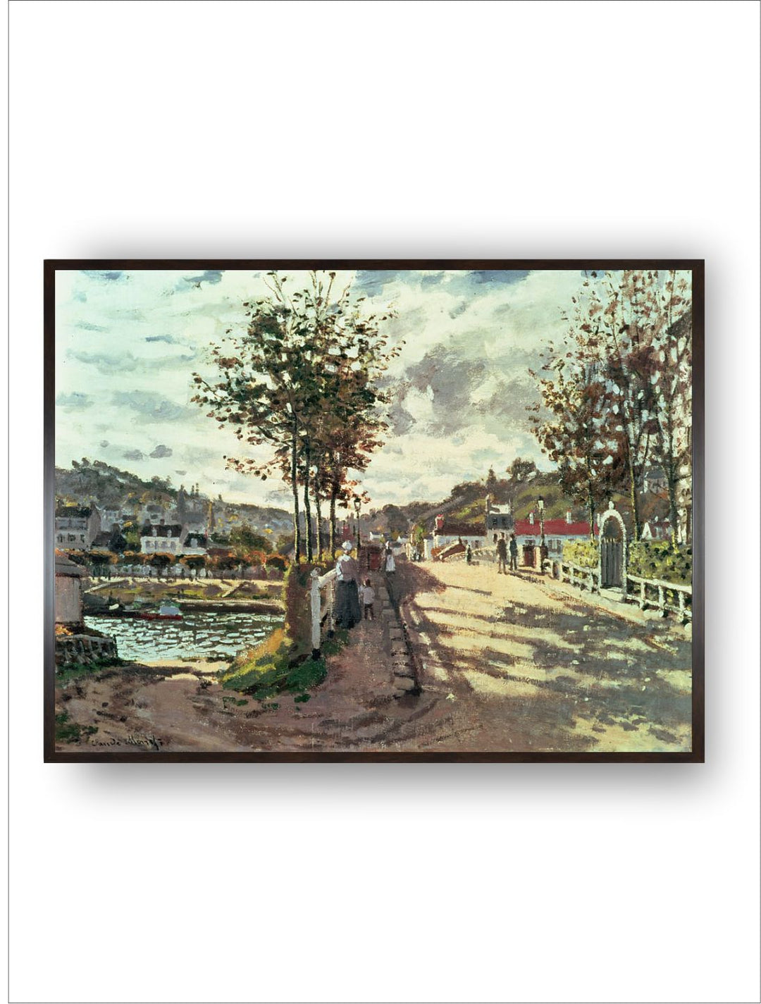 "Beige  Green The Seine at Bougival Painting Framed Wall Art''
