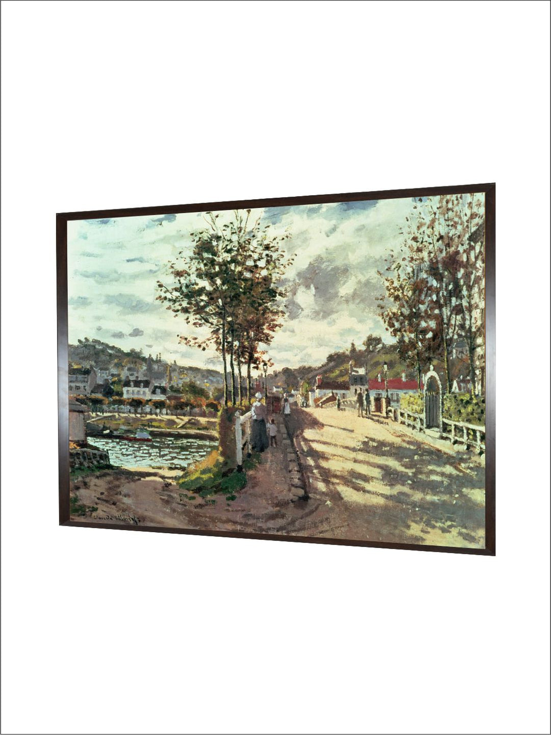 "Beige  Green The Seine at Bougival Painting Framed Wall Art''