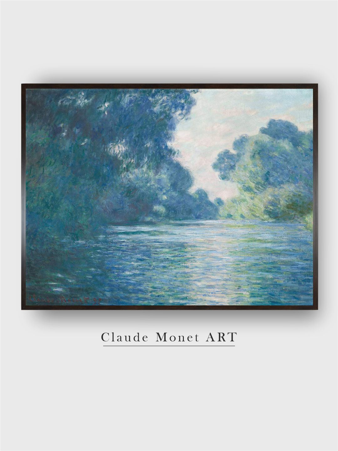 "Blue  white Bras De Seine Prs De Giverny Painting Framed Wall Art''