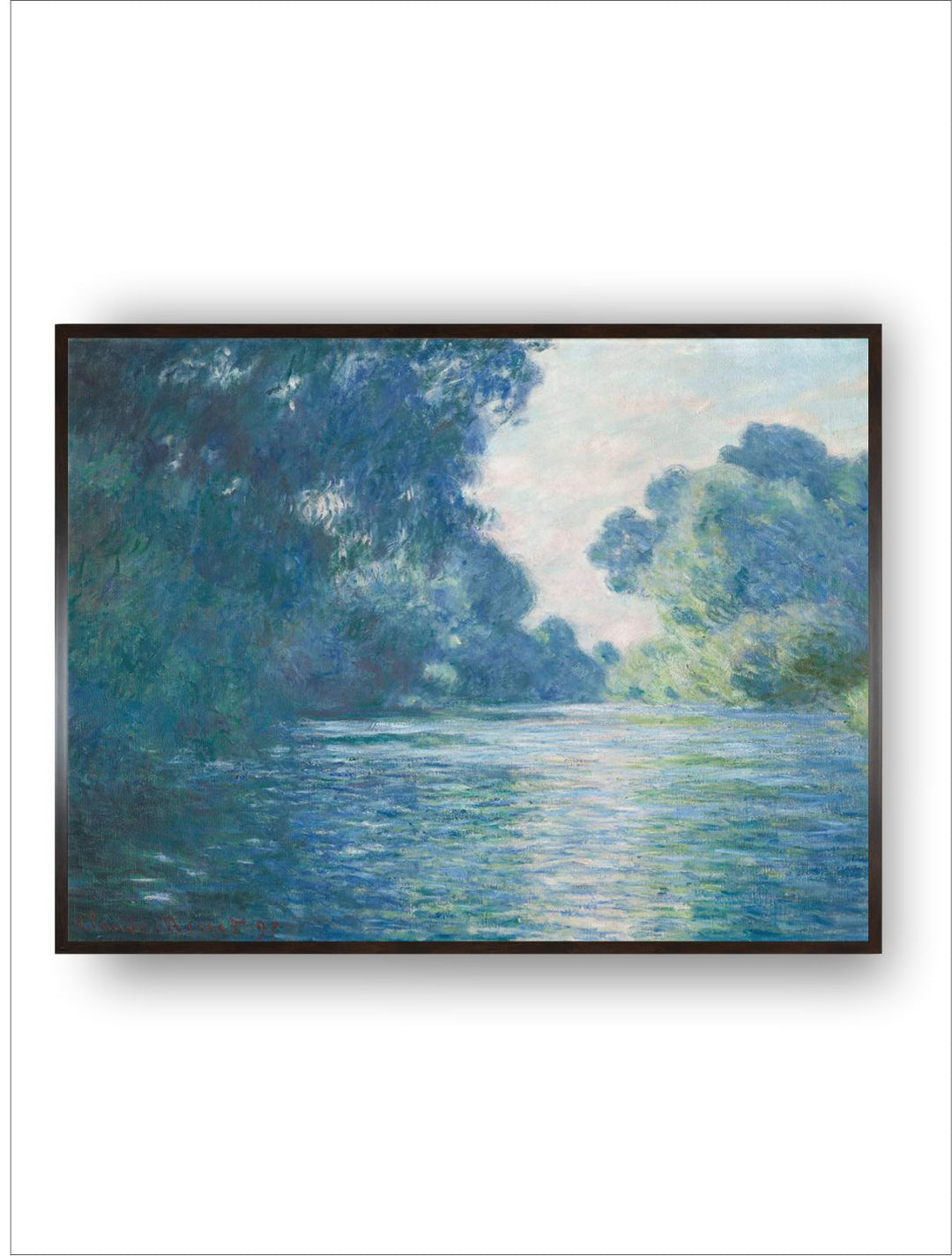 "Blue  white Bras De Seine Prs De Giverny Painting Framed Wall Art''