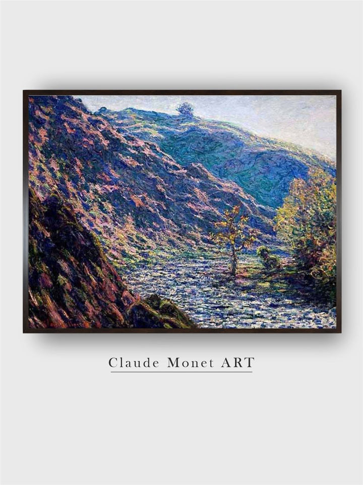 "Blue & Brown Bend in the River by Claude Monet Canvas Painting Wall Art''