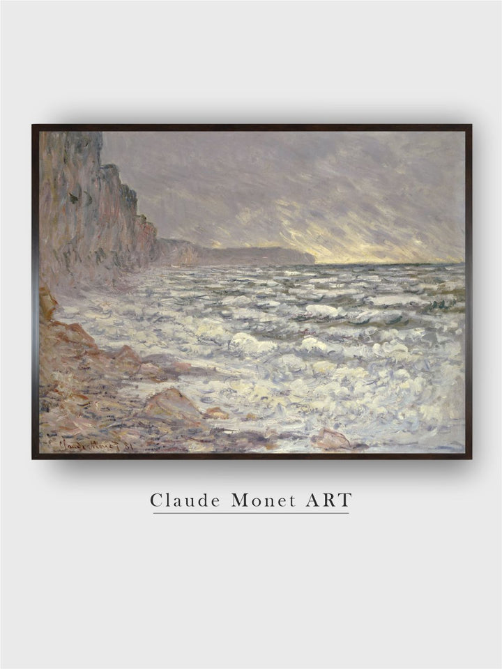 "Grey  White The Sea At Fecamp Printed Painting Framed Wall Art''
