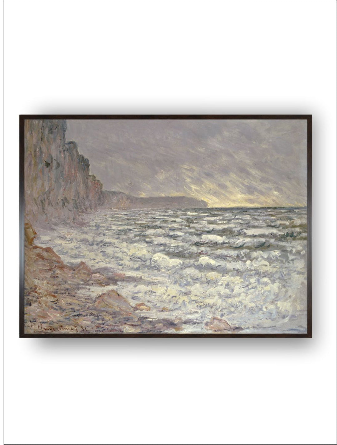 "Grey  White The Sea At Fecamp Printed Painting Framed Wall Art''