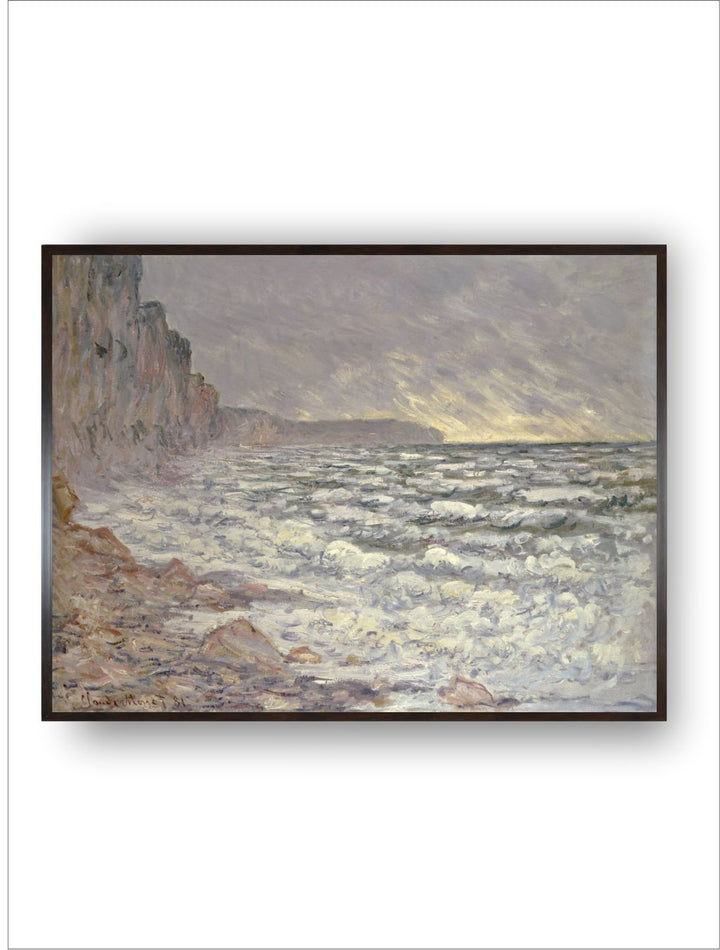 "Grey  White The Sea At Fecamp Printed Painting Framed Wall Art''