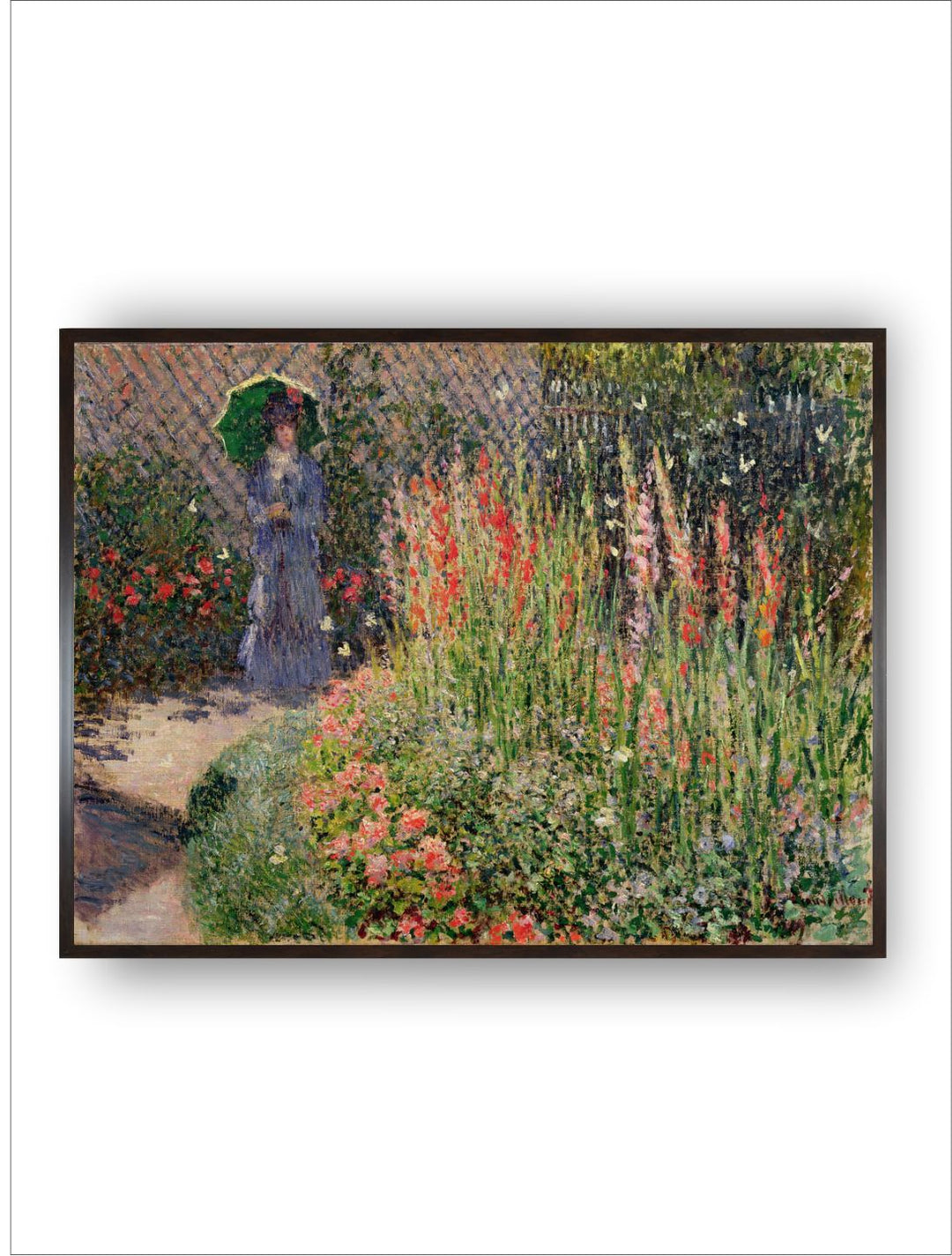 "Beige & Green Gladioli Painted Wall Art''